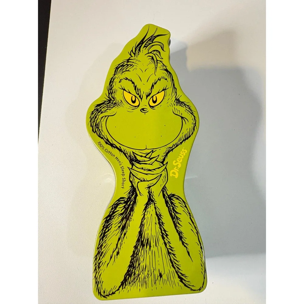 Dr Seuss The Grinch Who Stole Christmas Shaped Metal Storage Tin Green Holiday